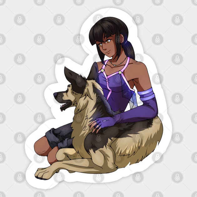 A Girl and her Dog Sticker by SakuraDragon